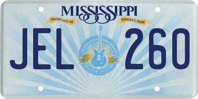 MS license plate JEL260