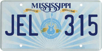 MS license plate JEL315