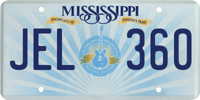 MS license plate JEL360