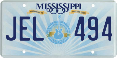MS license plate JEL494