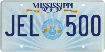 MS license plate JEL500