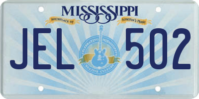MS license plate JEL502
