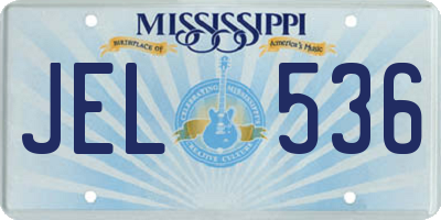 MS license plate JEL536