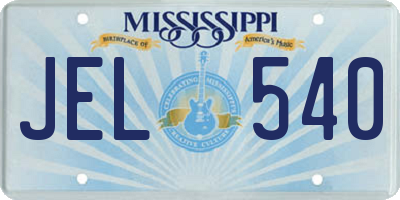 MS license plate JEL540