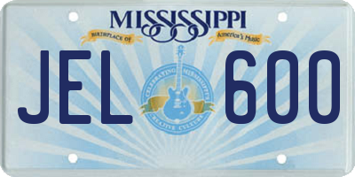 MS license plate JEL600