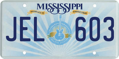 MS license plate JEL603