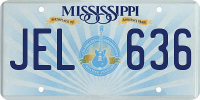 MS license plate JEL636