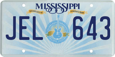 MS license plate JEL643