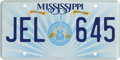 MS license plate JEL645