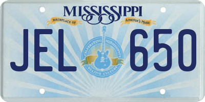 MS license plate JEL650