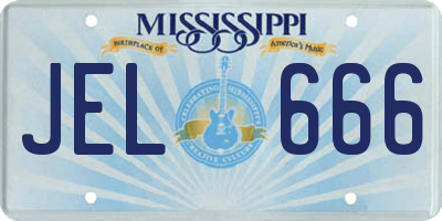 MS license plate JEL666