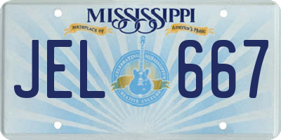 MS license plate JEL667