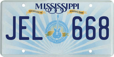 MS license plate JEL668