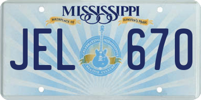 MS license plate JEL670