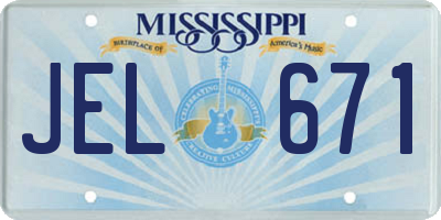 MS license plate JEL671