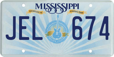 MS license plate JEL674