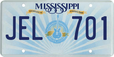MS license plate JEL701