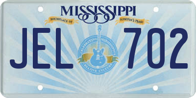 MS license plate JEL702