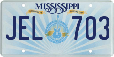 MS license plate JEL703