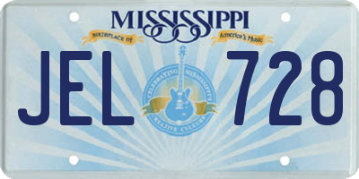 MS license plate JEL728