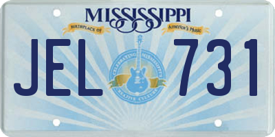 MS license plate JEL731