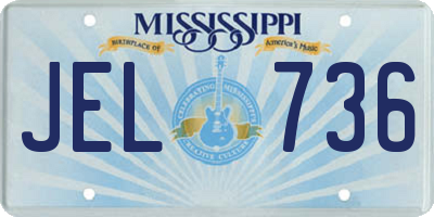 MS license plate JEL736