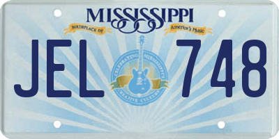MS license plate JEL748