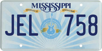 MS license plate JEL758