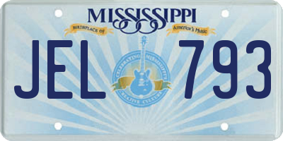 MS license plate JEL793