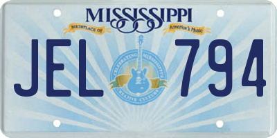 MS license plate JEL794