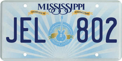 MS license plate JEL802