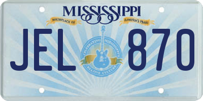 MS license plate JEL870
