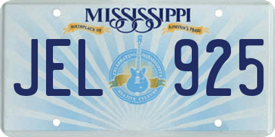 MS license plate JEL925