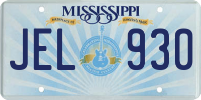 MS license plate JEL930