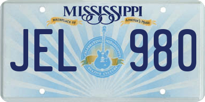 MS license plate JEL980