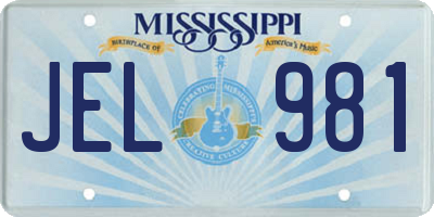 MS license plate JEL981