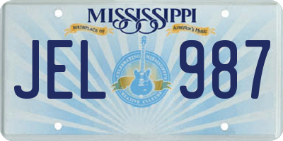 MS license plate JEL987