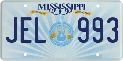 MS license plate JEL993