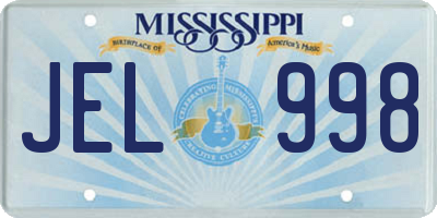 MS license plate JEL998