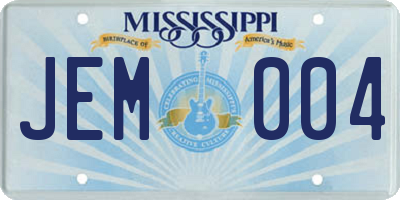 MS license plate JEM004