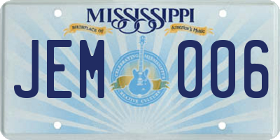 MS license plate JEM006