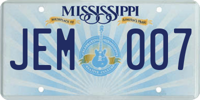 MS license plate JEM007