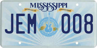 MS license plate JEM008
