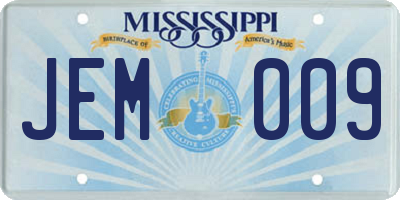 MS license plate JEM009