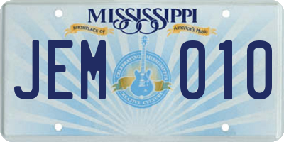 MS license plate JEM010