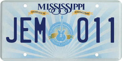 MS license plate JEM011