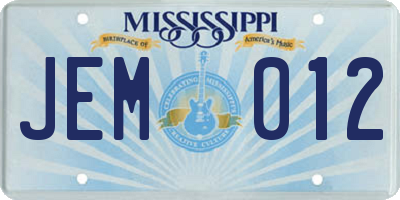 MS license plate JEM012