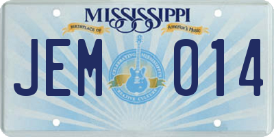 MS license plate JEM014