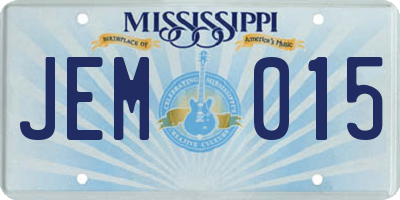 MS license plate JEM015