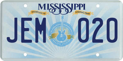 MS license plate JEM020